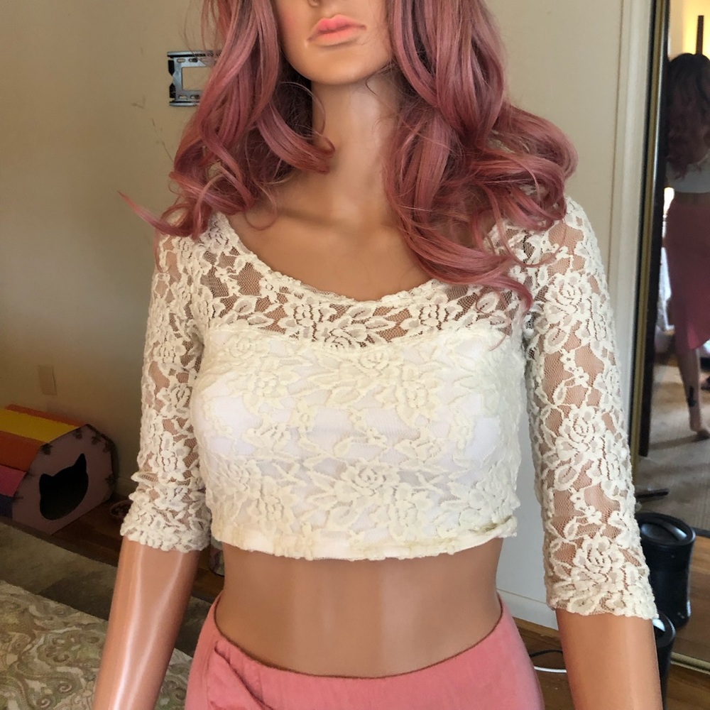 Abercrombie & Fitch White Lace Crop Top Size S